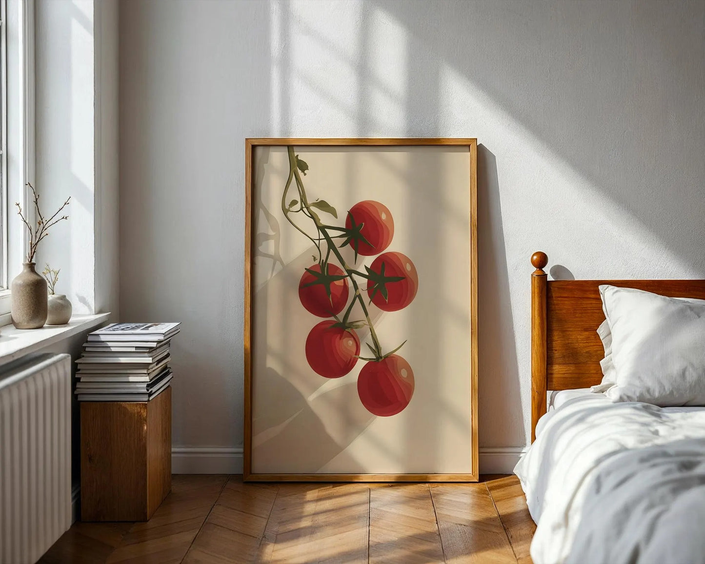 Vine Tomatoes Illustration Print, Kitchen Wall Art,
