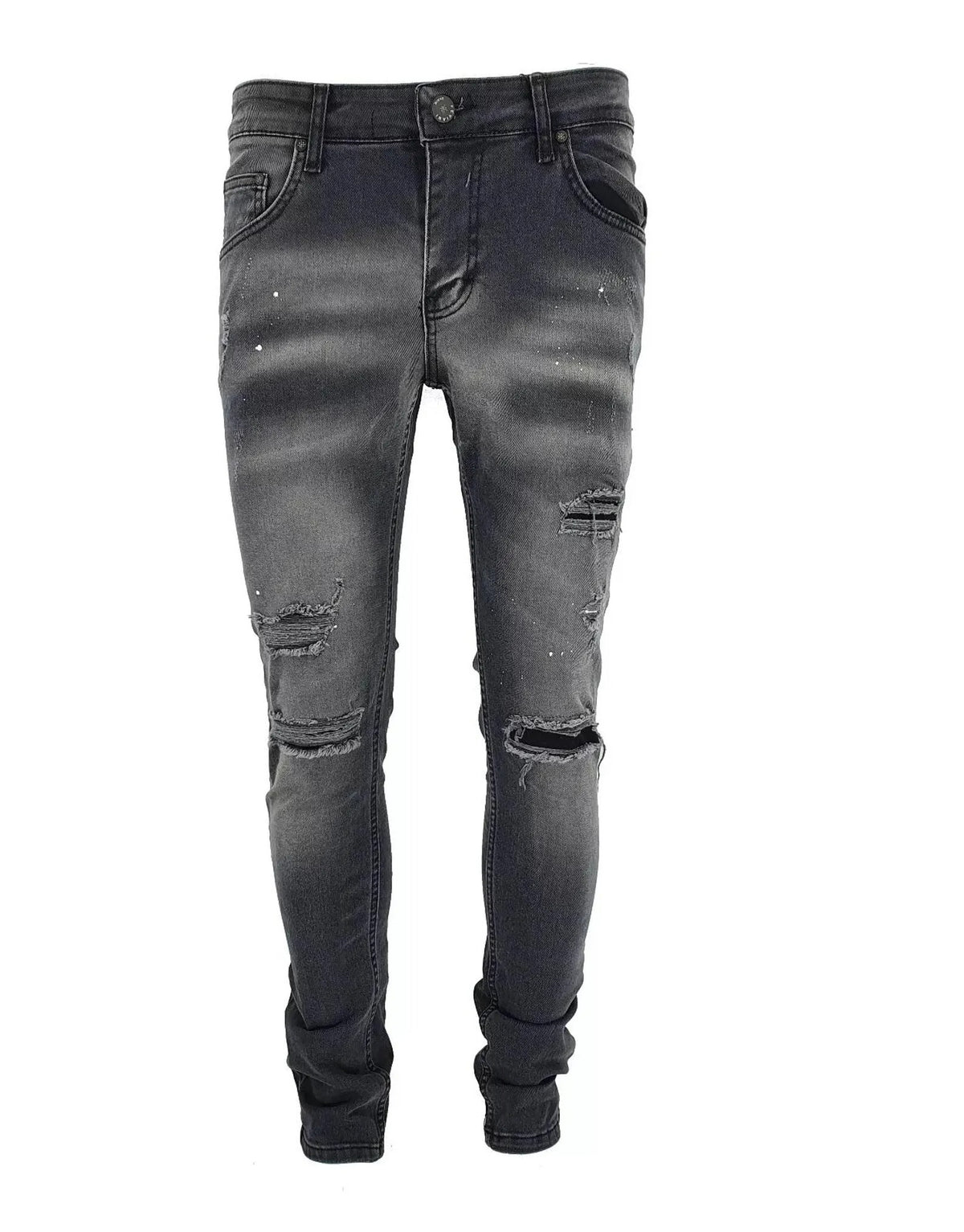 Men’s Black Slim-Fit Ripped Stretch Denim Jeans