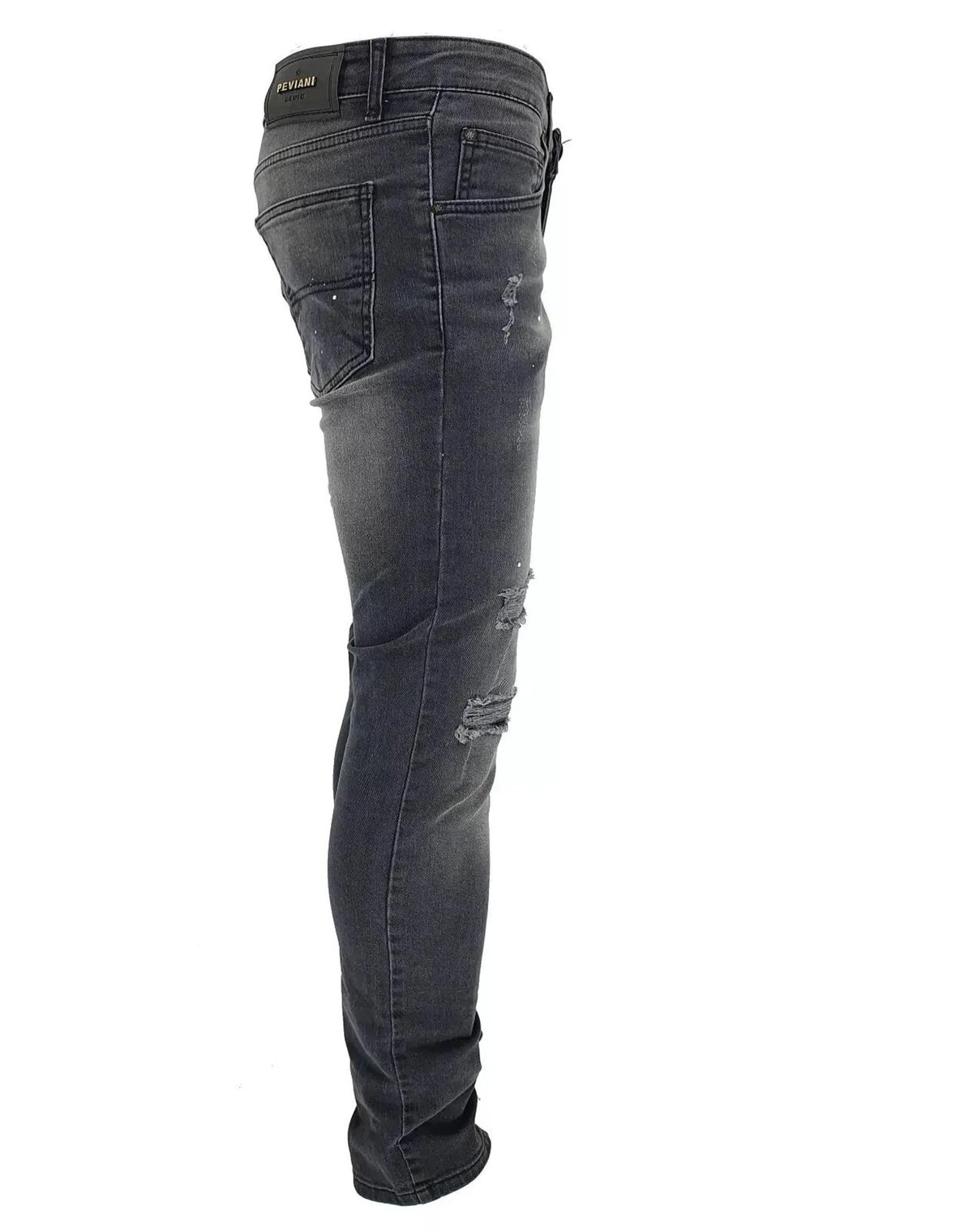 Men’s Black Slim-Fit Ripped Stretch Denim Jeans