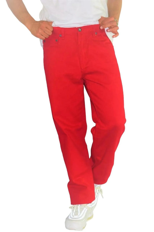 Men’s Red Denim Jeans, Comfort Fit