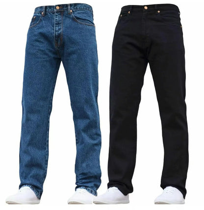 Men’s Straight-Fit 100% Cotton Denim Jeans, Classic 5 Pocket Design