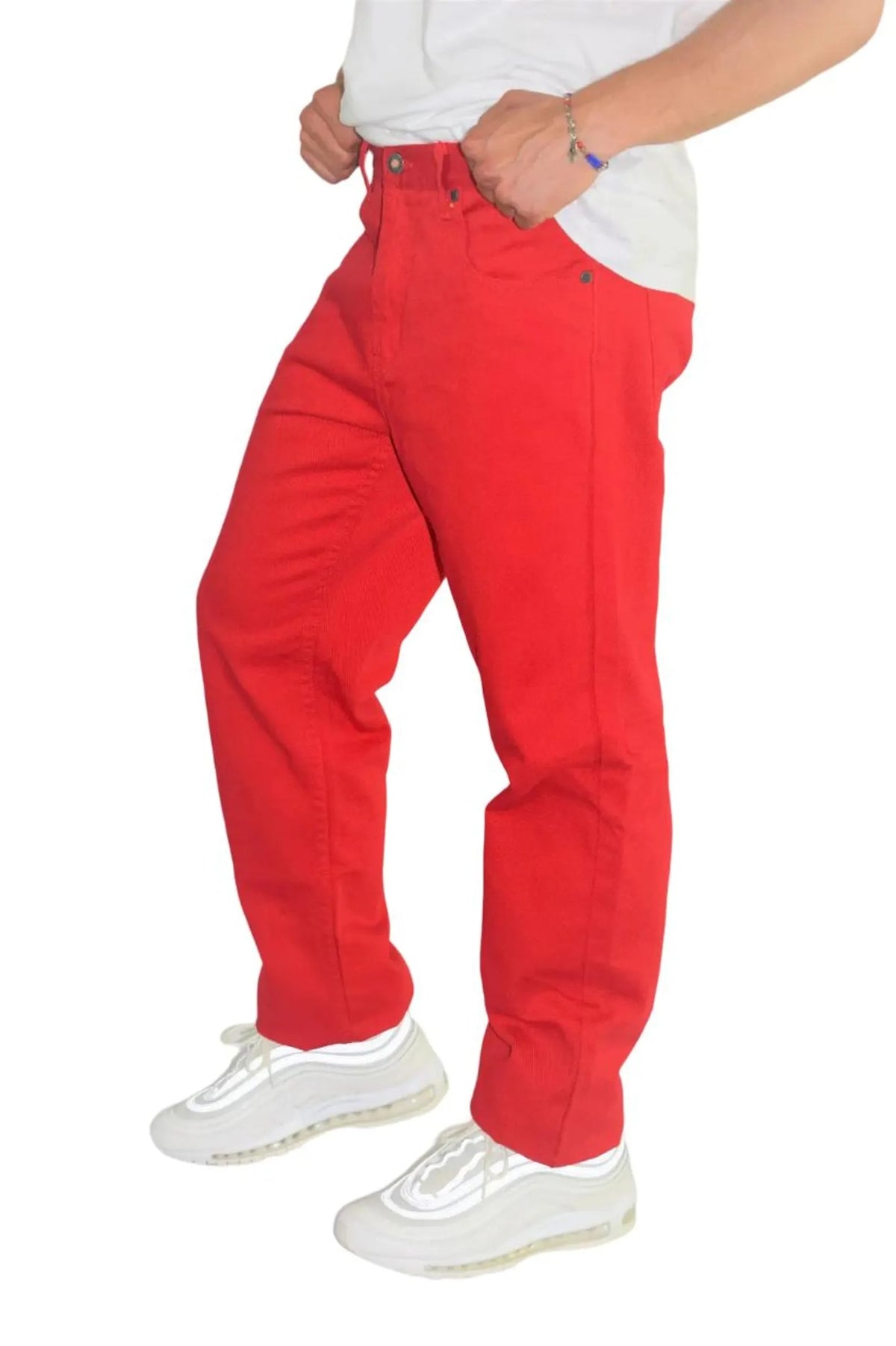 Men’s Red Denim Jeans, Comfort Fit