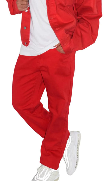 Men’s Red Denim Jeans, Comfort Fit