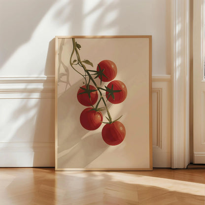 Vine Tomatoes Illustration Print, Kitchen Wall Art,