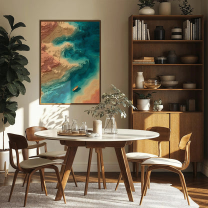 Abstract Ocean Topography Wall Art, Coastal Bathymetry Print, Modern Sea Depth Canvas